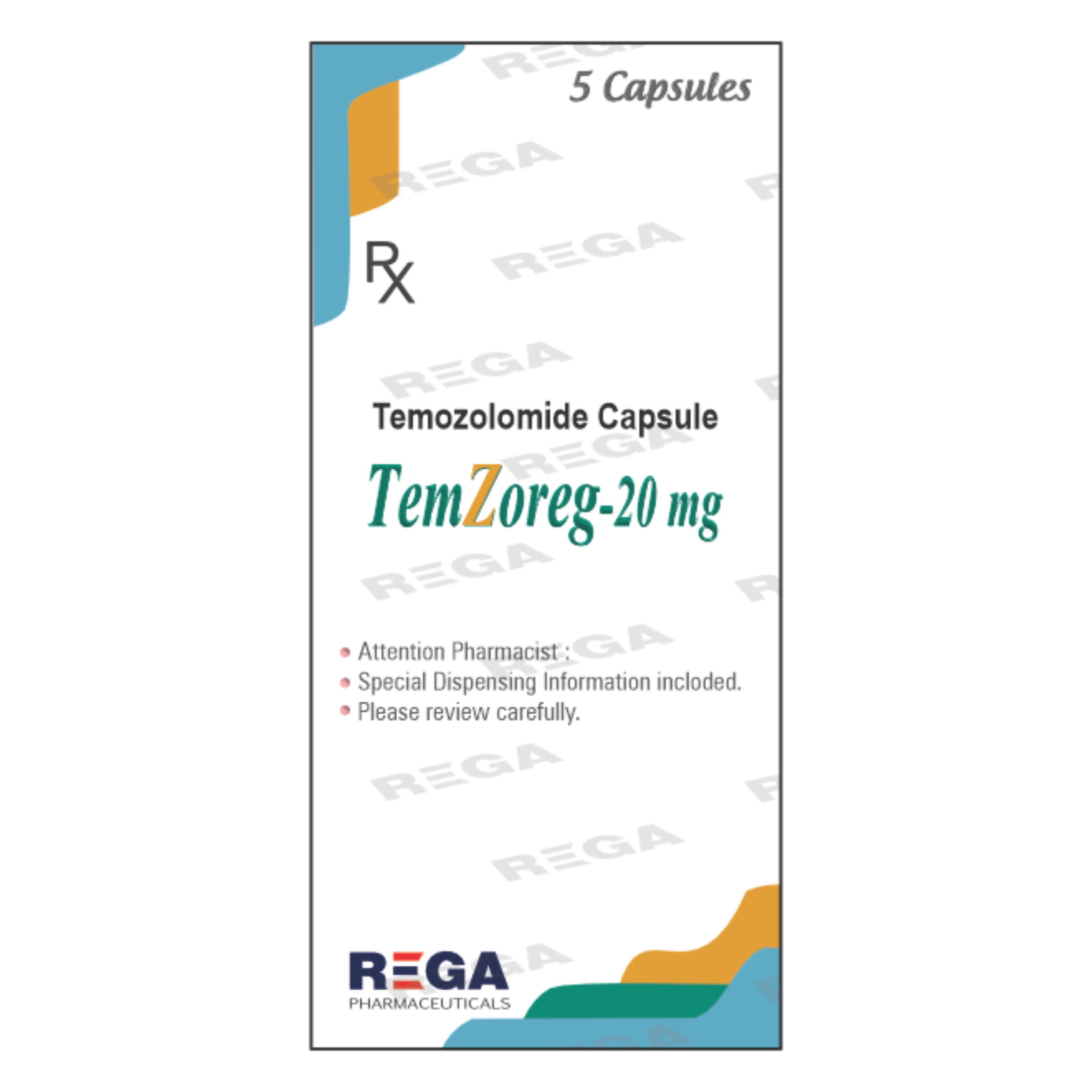 Temozolomide Caps. 5 mg, 20 mg, 100 mg